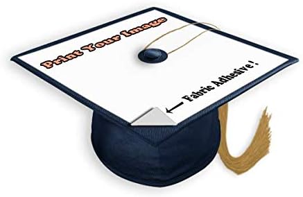 Blank White Adhesive Grad Hat Topper Sticker - Easy Graduation Cap Decorations, Printable with Inkjet or Laser Printers
