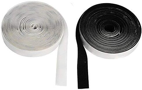 16 Feet Length 0.75 Inch Width Hook and Loop with Strong Self Adhesive Tape Strip - White