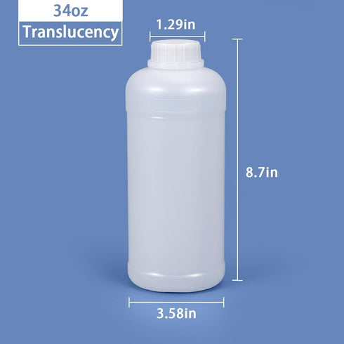 PE Plastic Food Grade Bottles, Wide Mouth Lab Reagent Bottle, Liquid/Solid Sample Seal Sample Storage Container Chemical Bottle (Translucent, 34oz) by UMETASS