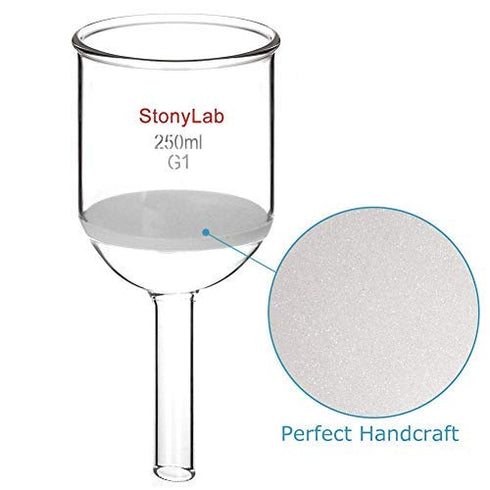 StonyLab Borosilicate Glass Buchner Filtering Funnel with Coarse Frit, 76mm Inner-Diameter, 250ml
