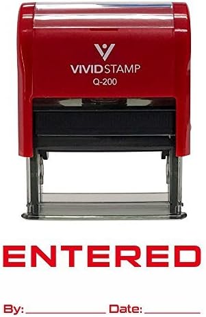 Entered by Date Self Inking Rubber Stamp, Medium Red Ink