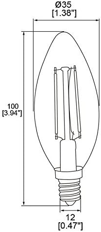 HERO-LED B10-DSGT-2W-WW22 Dimmable B10 E12 2W Bulb, 25W 2200K 4-Pack Gold Tint Candelabra Style LED Filament Chandelier