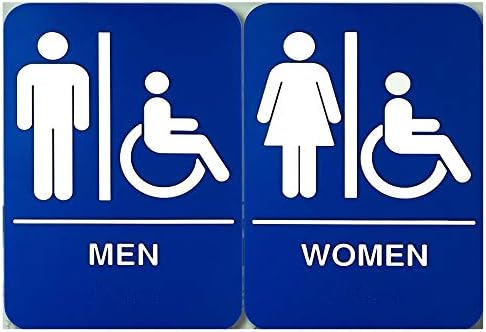 Retail Genius ADA Mens and Womens Restroom Braille Signs 9 in x 6 in with Braille Lettering, Durable Plastic,