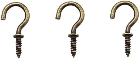 Small Bronze Ceiling Hooks, 5/8'' Screw-in Lights & Jewelry Hooks, 40 Pack