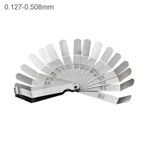 Stainless Steel Feeler Gauge - Dual Reading Combination Gap Thickness Measure Inch & Metric 0.127-0.508mm / 0.005