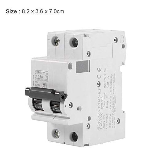 2P 250V Low-Voltage DC Miniature Circuit Breaker 63A for Solar Panels, Grid System, DIN Rail Mount