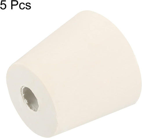 MECCANIXITY Rubber Tapered Plug 25mm to 33mm with Hole, White Test Tubes Bungs Stopper, 5 Pieces