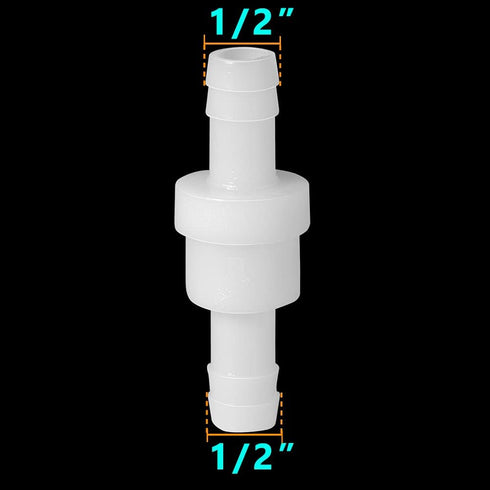Feelers 1/2" One Way Inline Check Valve Non-Return One-Way Air Water Gas Check Valve Ozone Resistance PVDF, Pack of 4