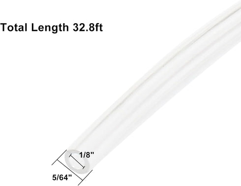 Pneumatic Tubing Pipe 1/8" Tube OD - 32.8 FT Clear Nylon Tubing Air Line Hose for Fluid Transfer