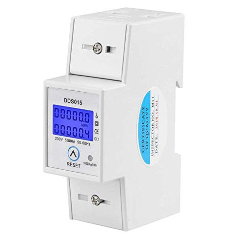 Single Phase Energy Meter, 5-80A 230V 50Hz LCD KWh Watt Meter, DDS015
