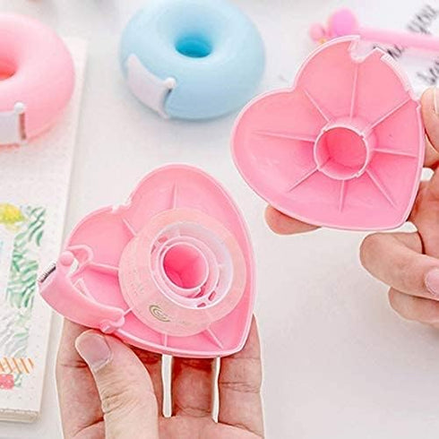 Candy Color Tape Dispenser, Cute Roll Tape Organizer for Desk, Home, Office Supplies, 2Pcs Heart