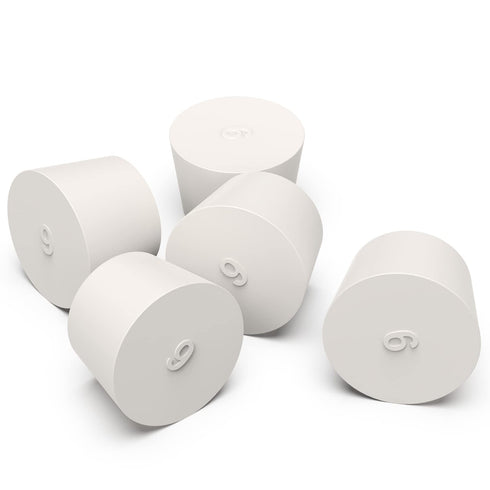 Solid Rubber Stoppers, (5 Pack) 9# White Tapered Lab Seal Rubber Stopper