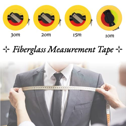 Fiberglass Site Measurement Tape Measure, Compact Soft Rulers for Construction Survey (10m)