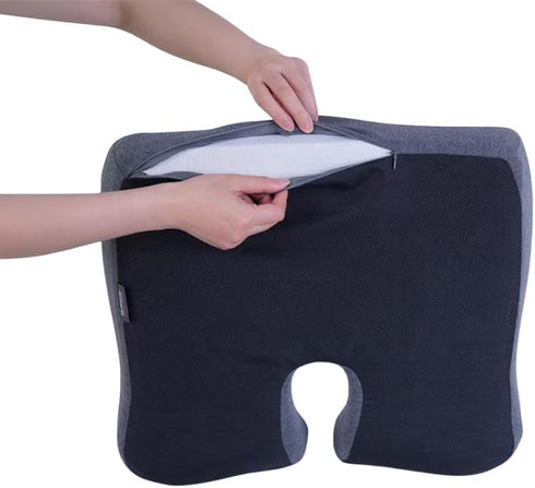 Tailbone Seat Cushion Non-Slip Orthopedic Memory Foam Pressure Relief for Long Sitting on Office Chair, Home Chair