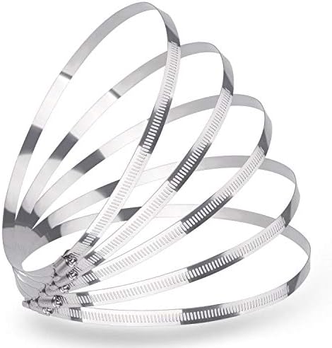 LOKMAN 5 Pack 10 Inch Stainless Steel Hose Clamps, Adjustable Worm Gear Duct Clamps for Fuel Line
