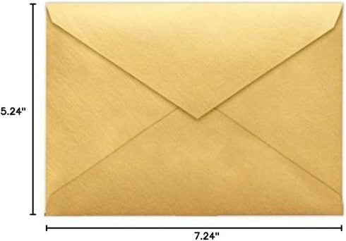 LUXPaper A7 Baronial Invitation Envelopes | Gold Metallic, Pointed Flap, 5 1/4" x 7 1/4", 50 Qty