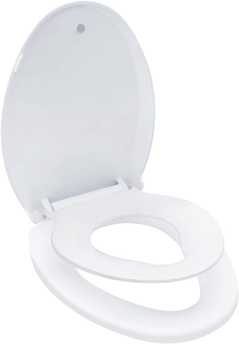 WAAYAA Elongated Toilet Seat with Toddler Seat Built In Soft Close, Slow Close