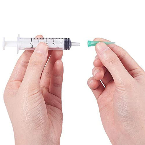 Auniwaig 100Pcs 14Ga Plastic Tapered Dispenser Needles, Luer Lock, Olive PE for Oil or Glue Applicator