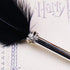 OPENDGO Feather Ballpoint Pen, Black Ink Vintage Feather Quill, Refined Plated Rod, Wedding Gift Signature Pen