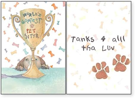 Set 3 Dog Speak Pet Sitter Thank You Card "Worlds Greatest," "Favorite," & "Thank You" Cards with Envelopes