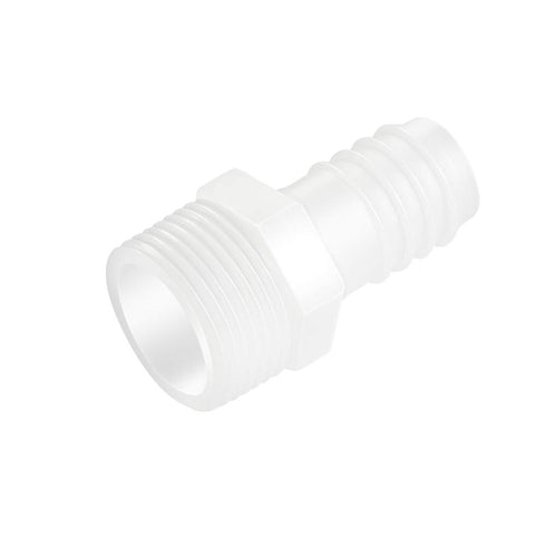 Quickun Plastic Hose Barb Fitting, 5/8" Barb to 3/4" Male Thread White Adapter Union Fitting (Pack of 5)