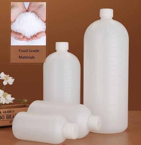 2PCS 1000ml/34oz Empty Plastic Graduated Lab Chemical Container, Reagent Bottle with Inner Plug for Liquid Storage