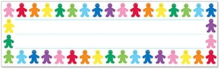 Hygloss Products Rainbow People Name Plates for Kids - 9.5 x 2-7/8 Inch, 36 Pack for Desks, Cubbies, Lockers