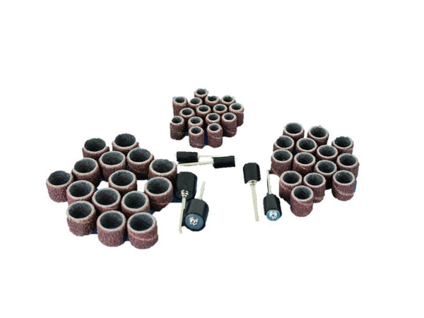 TMAX 51 pc Mixed Size Sand Drum, 1/4 Inch, 3/8 Inch, 1/2 Inch, 60 Grit Coarse with 1/8 Inch Mandrels for Dremel
