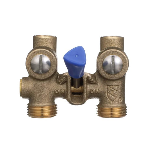 Watts 175C Series 1/2" Bronze Ball-Type Washing Machine Shutoff Valve, 3/4" Hose Outlet, 1/2" Copper Dual Ell Adapters,