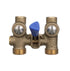 Watts 175C Series 1/2" Bronze Ball-Type Washing Machine Shutoff Valve, 3/4" Hose Outlet, 1/2" Copper Dual Ell Adapters,