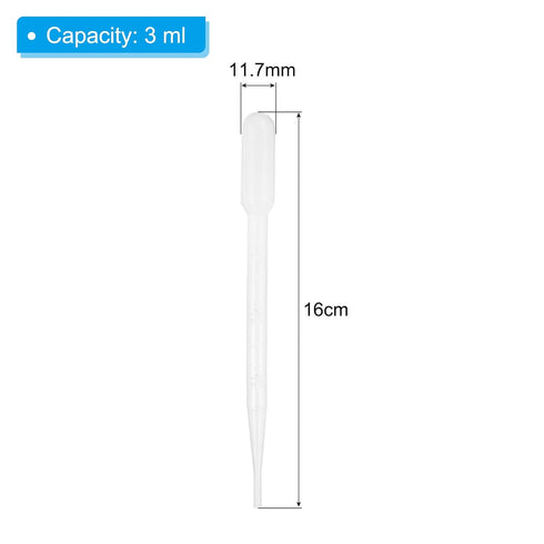 PATIKIL 3ml Pipettes Dropper, 60pcs Plastic Pipettes Disposable Pipette Transfer Pipette Calibrated Plastic Eye Dropper with Scale for Science Laboratory Resin DIY Crafts Art Makeup Oil