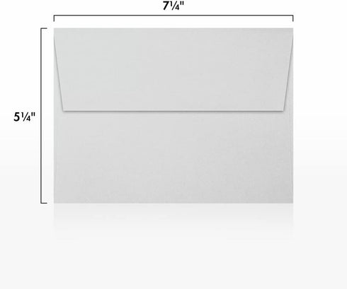LUXPaper A7 Invitation Envelopes for 5 x 7 Cards in 80 lb. Gray, Printable with Peel and Press Seal, 50 Pack