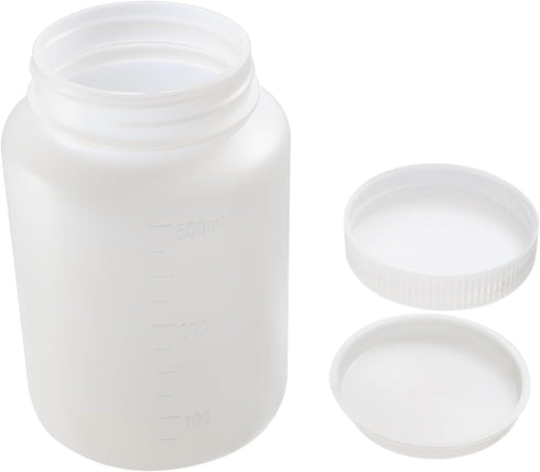 Bettomshin 1Pcs 500ml PE Plastic Bottles, Food Grade Wide Mouth Lab Reagent Storage Container