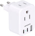 European Travel Plug Adapter USB C, US to Europe Plug Adapter with 2 Outlets 3 USB Ports, Type C Power Adapter for