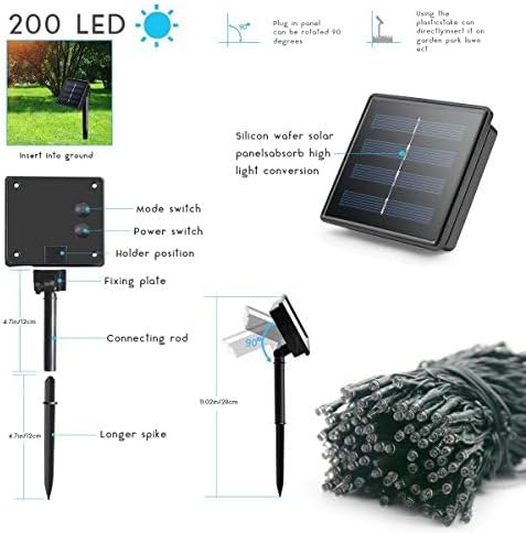 200 72 8 Solar String Lights Solar Christmas Lights LED Ft Mode Outdoor String Lights Waterproof for Garden Party Patio