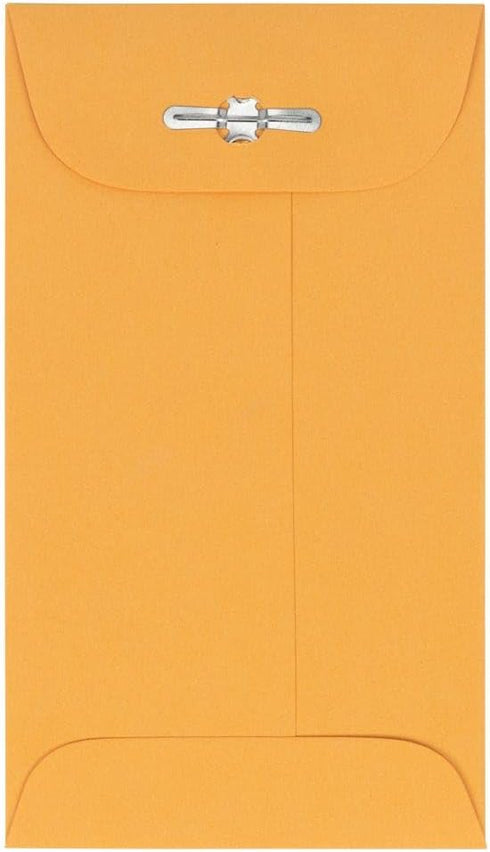 LUXPaper #5 1/2 Coin Envelopes, Clasp, 3 1/8" x 5 1/2", Golden Kraft, 50 Qty