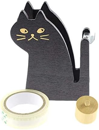 GAIORD Vintage Wooden Kitty Tape Dispenser, Cute Cat Tape Cutter with 1 Roll Tape Included