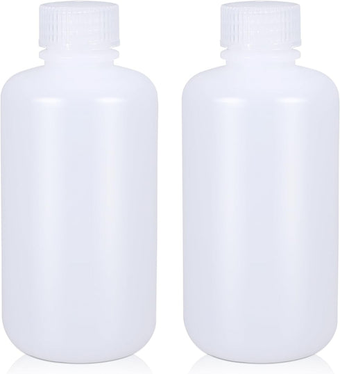 250ml/2 Pcs HDPE Narrow Mouth Round Container, Leak Proof Plastic Lab Chemical Reagent Bottles (Translucence)