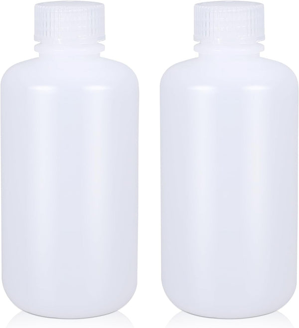 250ml/2 Pcs HDPE Narrow Mouth Round Container, Leak Proof Plastic Lab Chemical Reagent Bottles (Translucence)
