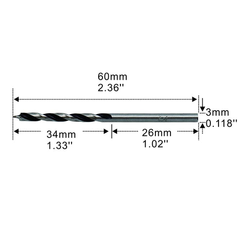Brad Point Drill Bits 3mm (1/8") Wood Drill Bit Set Woodworking Drills High Carbon Steel for Furniture Hardwood Softwood Cupboard Wardrobe 5 Pack