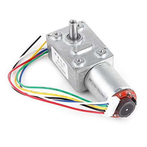Worm Gear Motor DC 12V High Torque Gear Reduction Motor with Encoder, Strong Self Locking Electric Motor (30RPM)