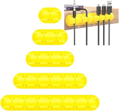 LXNIEPAN Cable Holder Clips5 Packs Yellow Cable Management Cord Organizer Clips Silicone Self