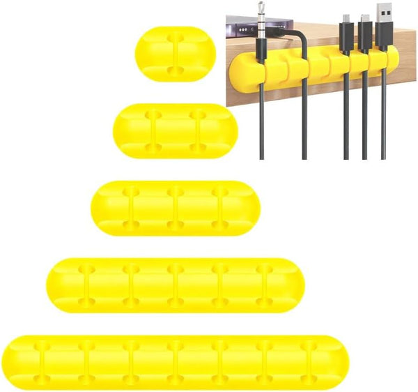 LXNIEPAN Cable Holder Clips5 Packs Yellow Cable Management Cord Organizer Clips Silicone Self
