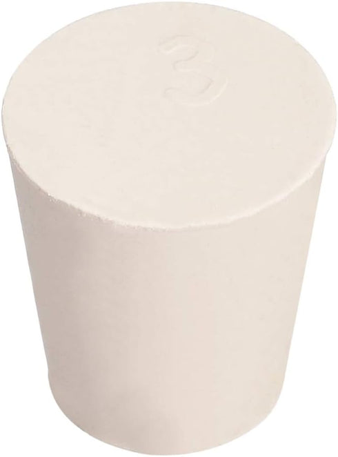 uxcell White Solid Rubber Stopper Size 3, Tapered Shaped for Lab Tube, 10Pcs