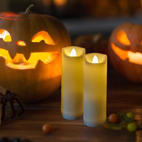 iZAN 2 Pack Flameless Battery Operated LED Pillar Candles with Remote, Waterproof Flickering Lights for Home Decor