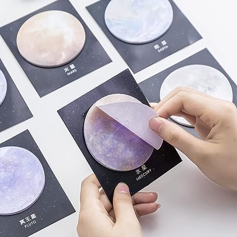 Space Planet Earth Moon Sticky Note Cute Kawaii Paper Memo Pad Self Adhesive Stickers School Office Supplies Stationery Deft Processed Self-Stick Note Pads by Jowxsx
