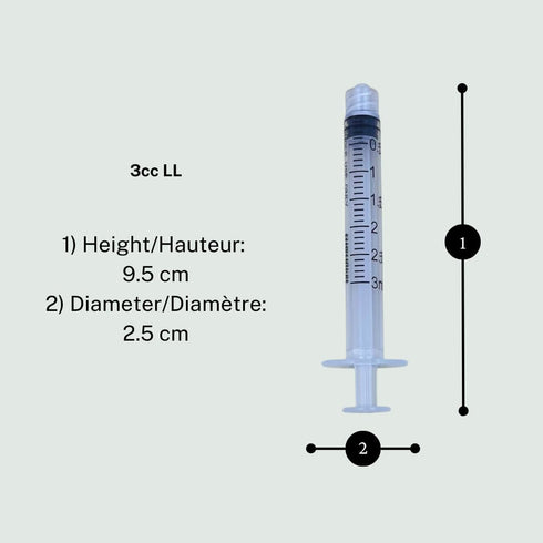 Veterinary Syringe with Needle, Luer Lock 3cc (3ml), 23G x 1 inch, Individually Sealed, 100 per box