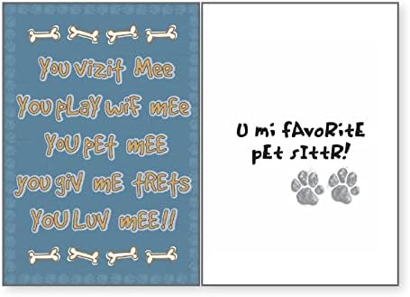 Set 3 Dog Speak Pet Sitter Thank You Card "Worlds Greatest," "Favorite," & "Thank You" Cards with Envelopes