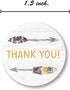 Bohemian Arrow Thank You Stickers, 500 Boho Chic Appreciation Labels Roll, 1.5" Round