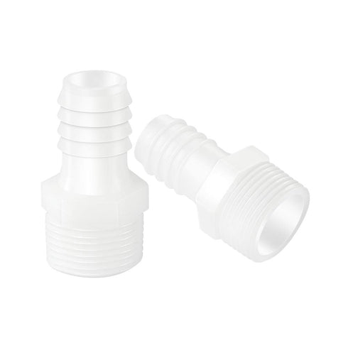 Quickun Plastic Hose Barb Fitting, 5/8" Barb to 3/4" Male Thread White Adapter Union Fitting (Pack of 5)